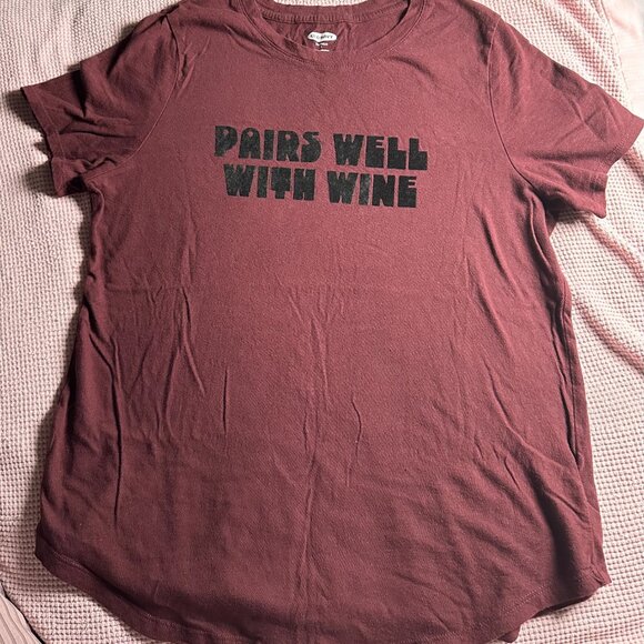 Pairs Well With Wine Old Navy Women's 100% Cotton Graphic T-Shirt  - Large - Picture 2 of 7